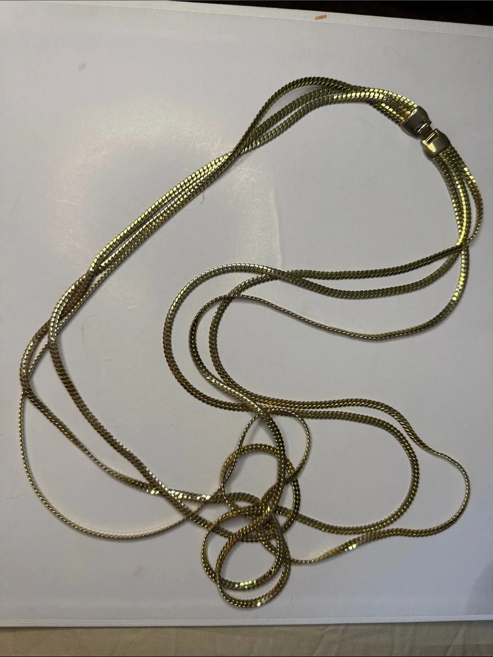 Gold Tone Multi-Strand Snake Chain Necklace
